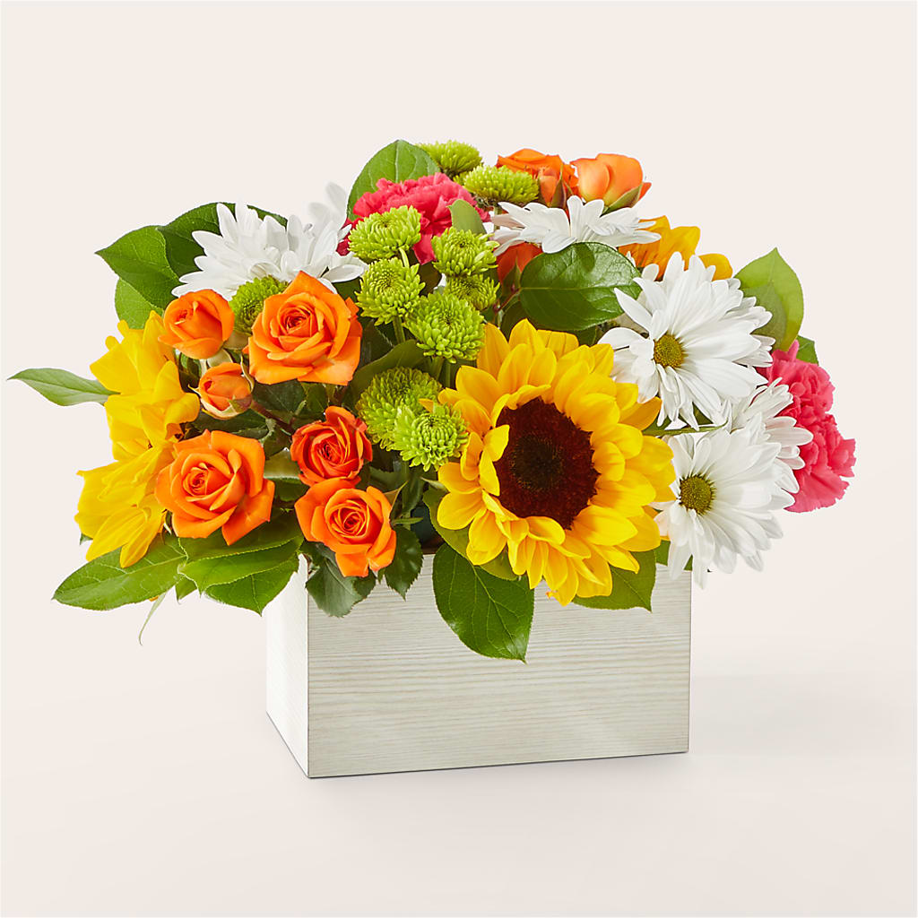 Sun-drenched Blooms Box Bouquet – Deux Gars Des Fleurs, Sorel PQ