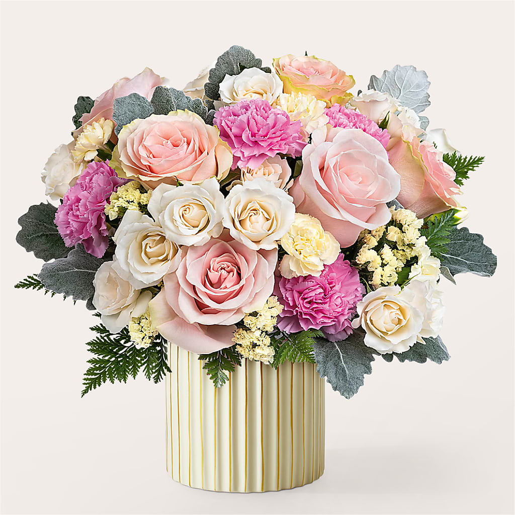 Blissful Moments Bouquet with Ivory Vase – Deux Gars Des Fleurs, Sorel PQ