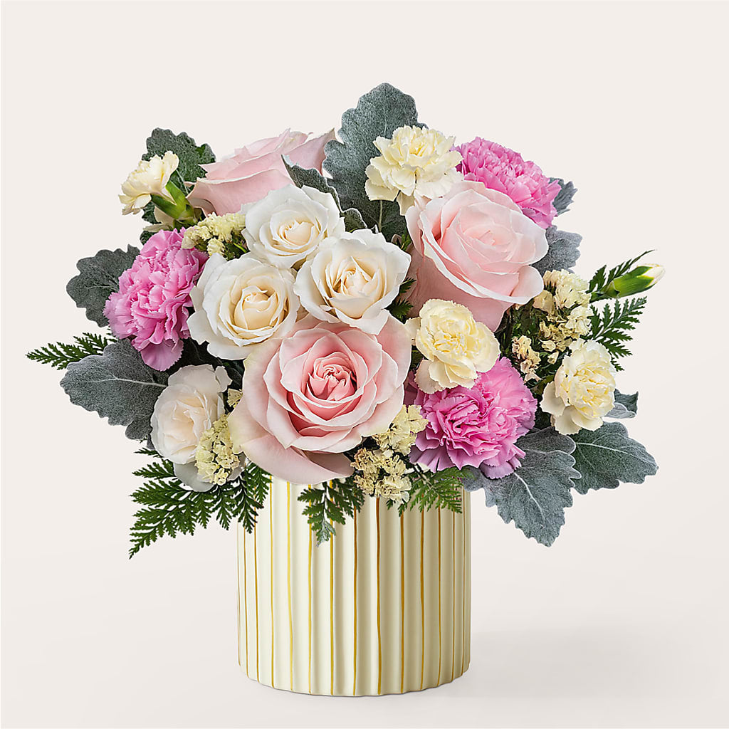 Blissful Moments Bouquet with Ivory Vase – Deux Gars Des Fleurs, Sorel PQ