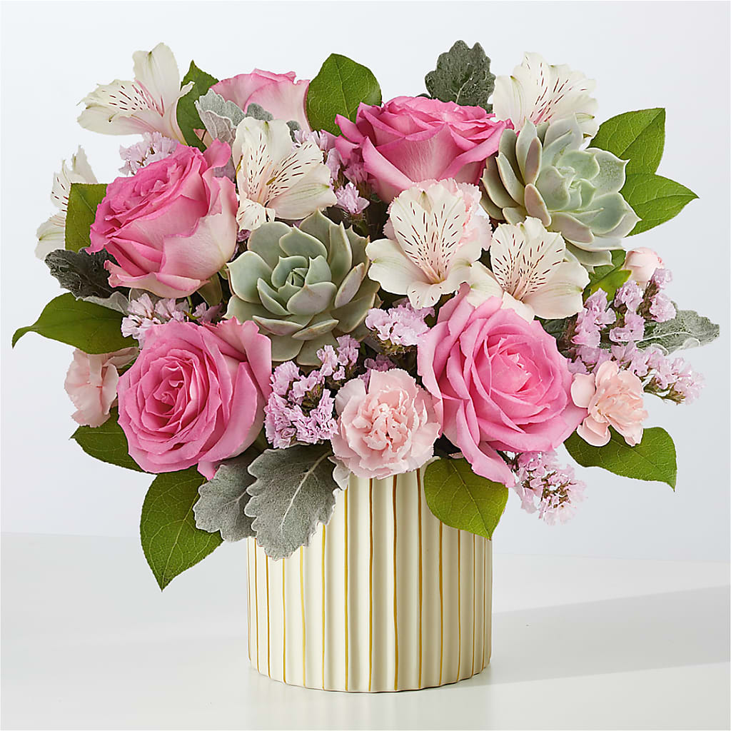Dusty Rose Bouquet with Ivory Vase – Deux Gars Des Fleurs, Sorel PQ