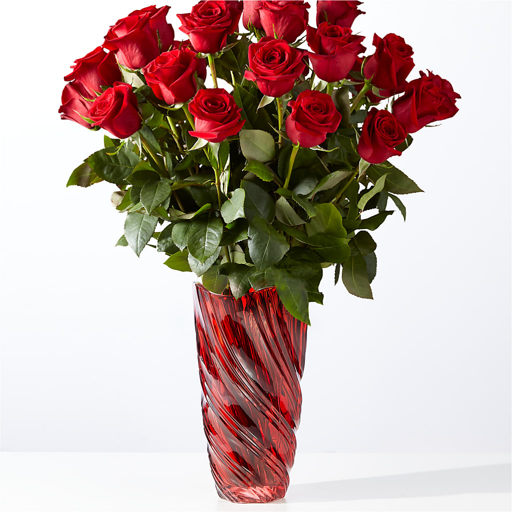 Classic Love Red Rose Bouquet with Luxe Swirl Vase – Deux Gars Des Fleurs, Sorel PQ