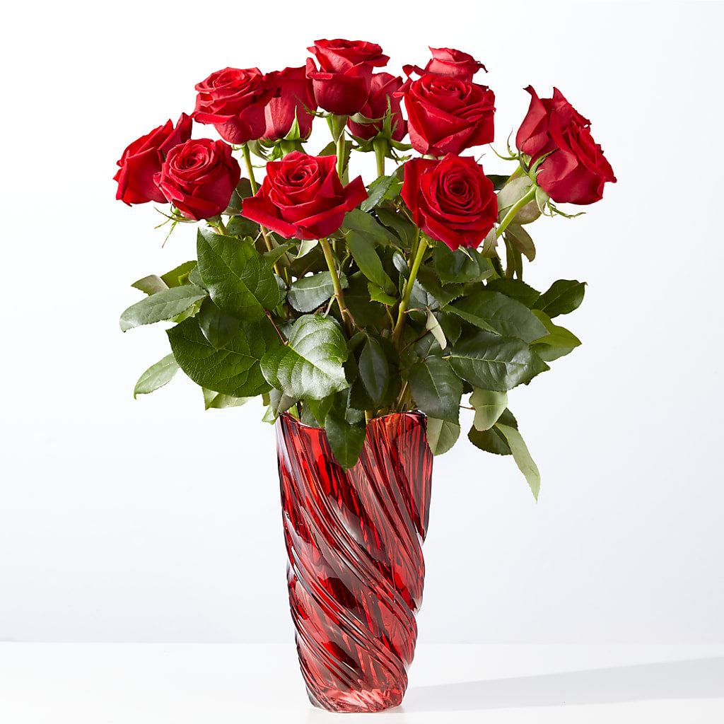 Classic Love Red Rose Bouquet with Luxe Swirl Vase – Deux Gars Des Fleurs, Sorel PQ