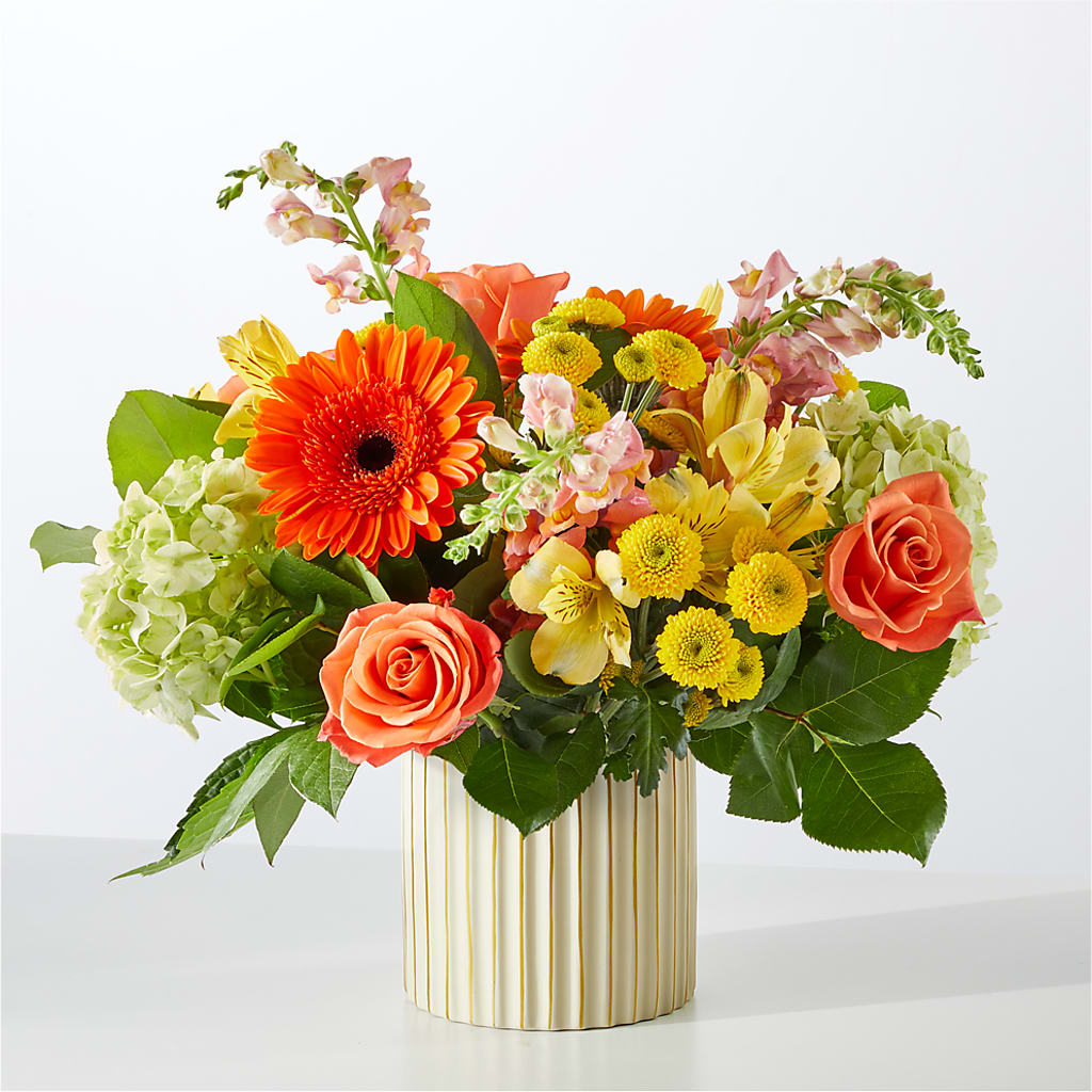 Autumn Sunshine Bouquet with Ivory Vase –  Deux Gars Des Fleurs, Sorel PQ